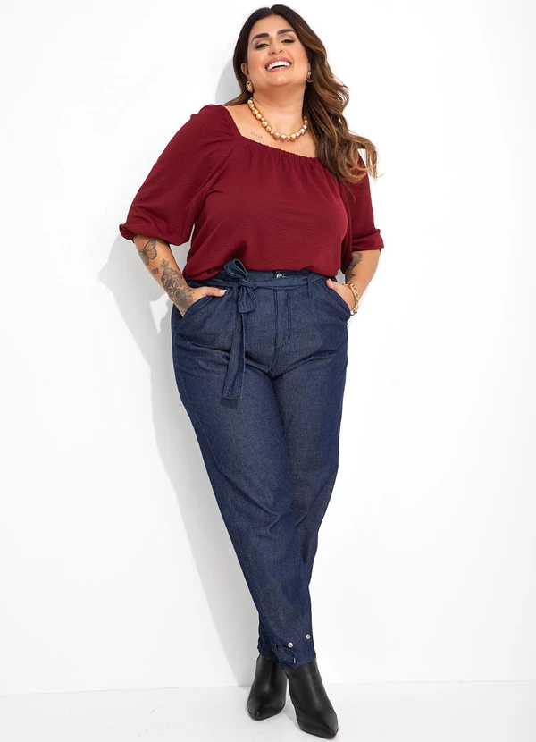 Marguerite - Blusa Bordô em Malha Anarruga 3