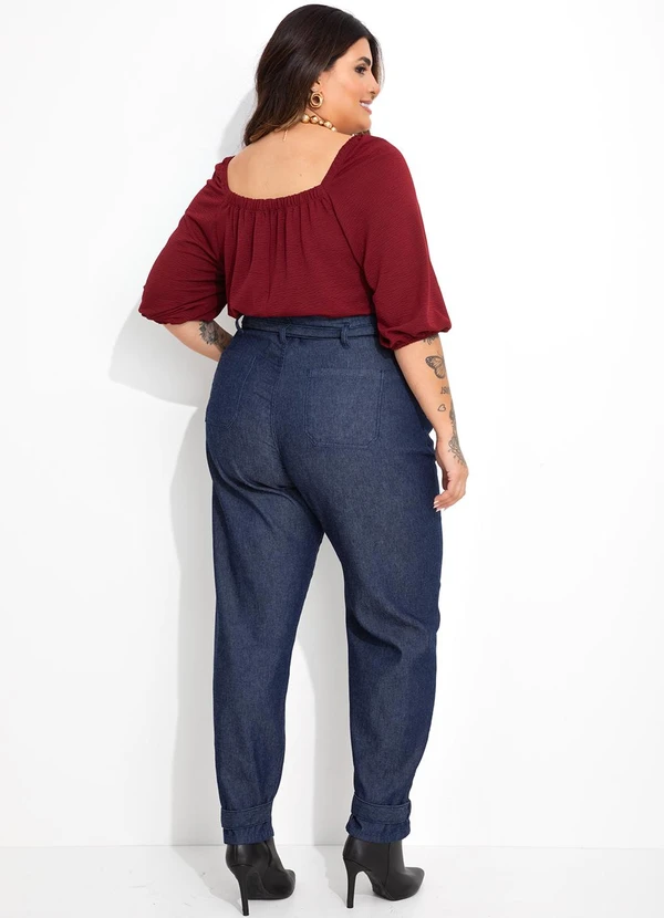 Marguerite - Blusa Bordô em Malha Anarruga