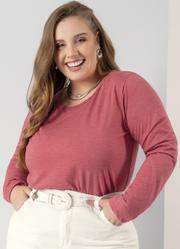 Blusa Bord Manga Longa Plus Size