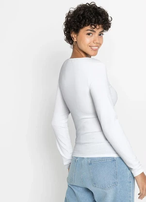 bonprix - Blusa Branca em Canelado - BONPRIX