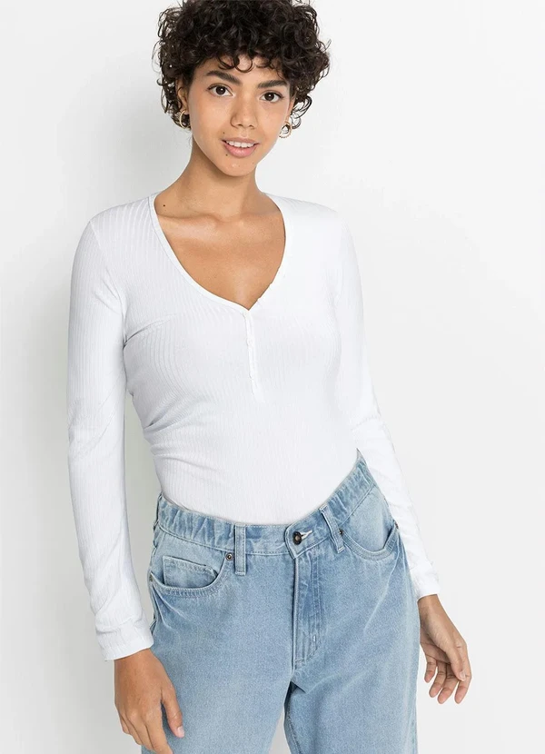 bonprix - Blusa Branca em Canelado