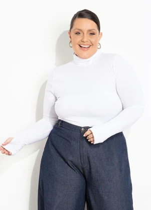 Marguerite - Blusa Branca em Ribana com Dedal Plus Size - MARGUERITE