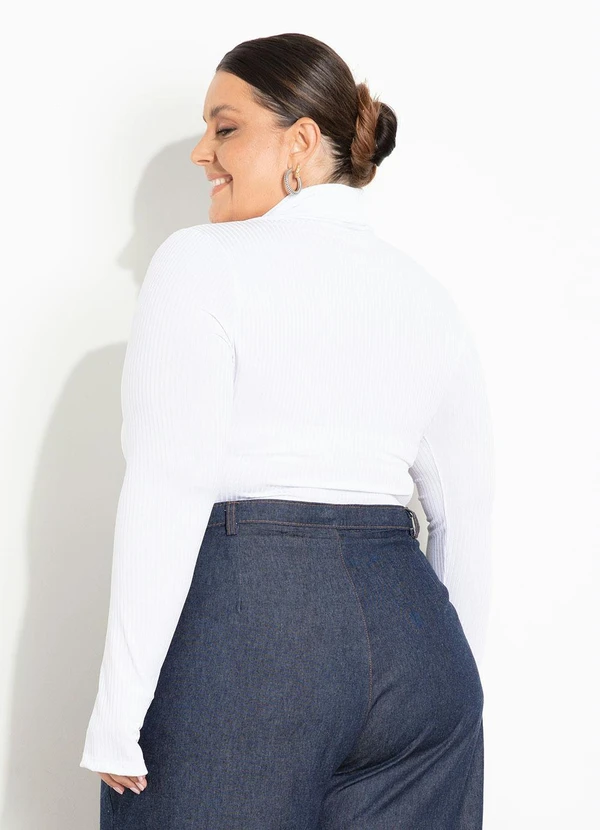Marguerite - Blusa Branca em Ribana com Dedal Plus Size 3