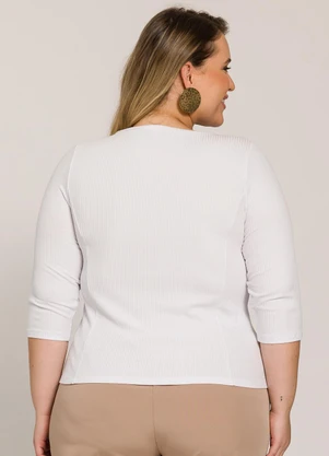 Lisamour - Blusa Canelada Manga 3/4 Branca - LISAMOUR