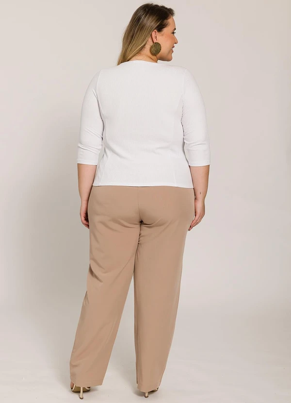 Lisamour - Blusa Canelada Manga 3/4 Branca 4
