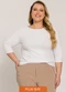Lisamour - Blusa Canelada Manga 3/4 Preta - variação: Branca