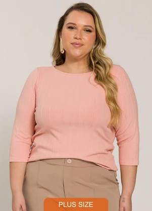 Lisamour - Blusa Canelada Manga 3/4 Rosa - LISAMOUR