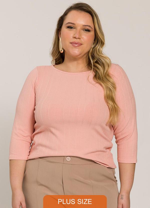 Lisamour - Blusa Canelada Manga 3/4 Rosa