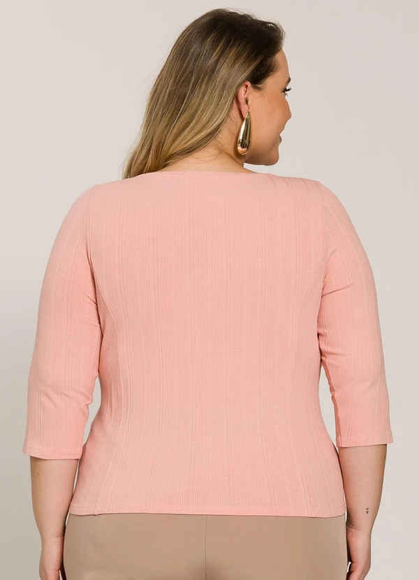 Lisamour - Blusa Canelada Manga 3/4 Rosa 2