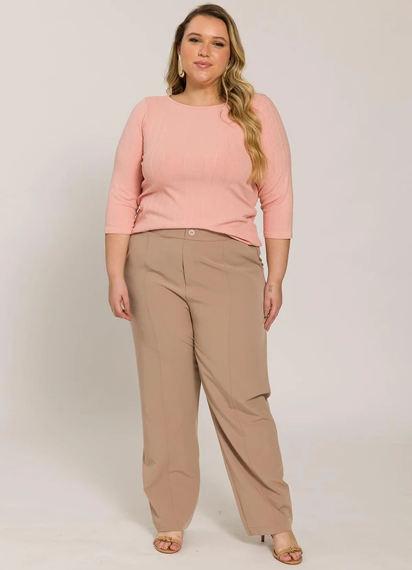 Lisamour - Blusa Canelada Manga 3/4 Rosa 3