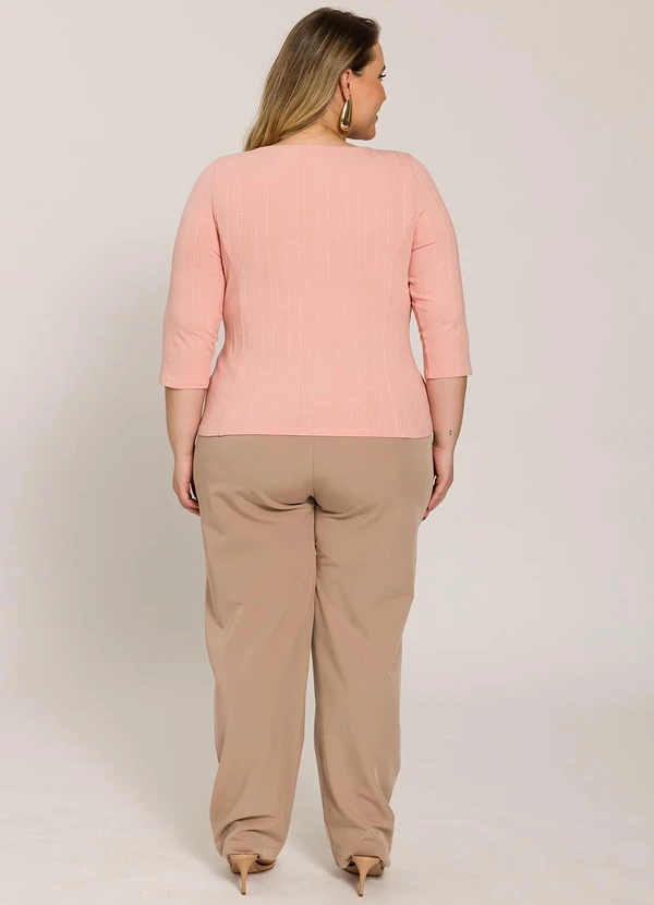 Lisamour - Blusa Canelada Manga 3/4 Rosa 4