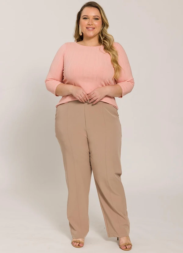 Lisamour - Blusa Canelada Manga 3/4 Rosa 5