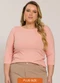 Lisamour - Blusa Canelada Manga 3/4 Preta - variação: Rosa
