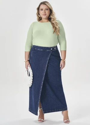 Lisamour - Blusa Canelada Manga 3/4 Verde - LISAMOUR