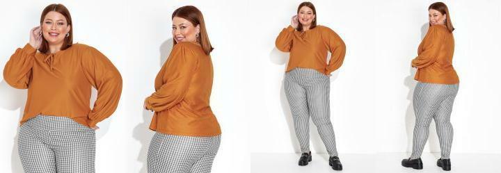 Blusa Caramelo em Malha Crepe Plus Size