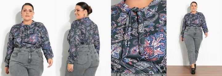 Blusa Cashmere Verde com Gola Lao Plus Size