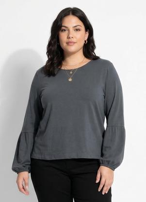 Blusa (Cinza) em Malha de Algod�o