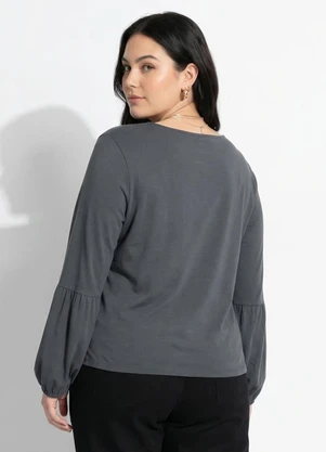 Marguerite - Blusa Cinza em Malha de Algodão - MARGUERITE