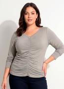 Blusa Cinza em Malha Suede Macia