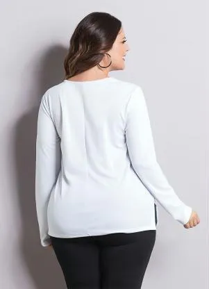 Blusa com Estampa no Decote (Branca) Marguerite - MARGUERITE