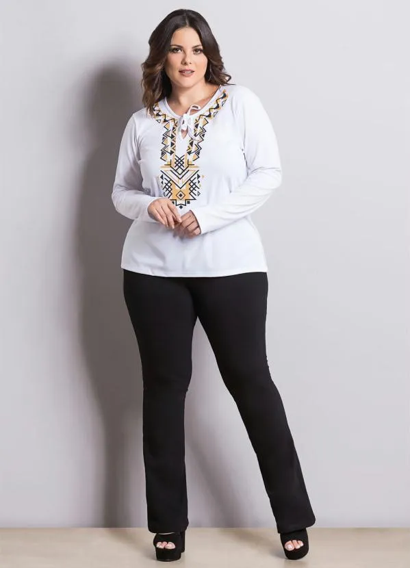 Marguerite - Blusa com Estampa no Decote Branca Marguerite 3