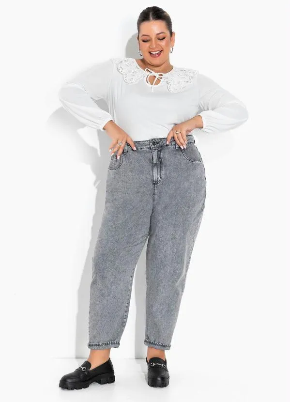 Marguerite - Blusa com Gola em Guipir Off White Plus Size 4