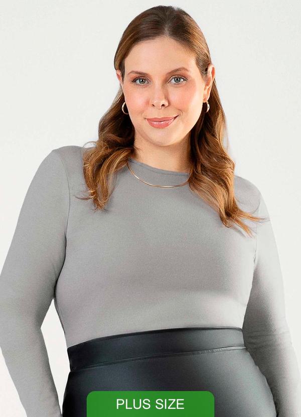Cativa - Blusa de Manga Longa de Algodão Cinza