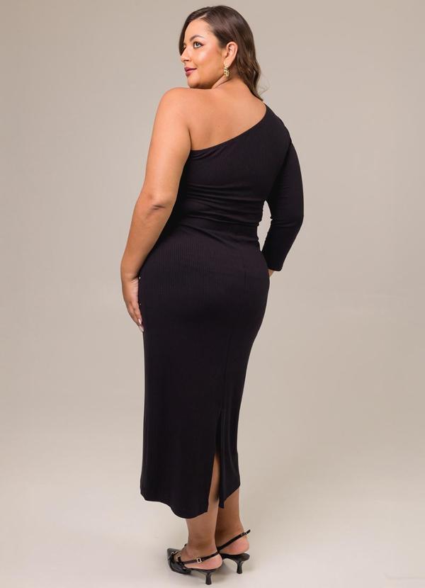 Cess - Blusa de um Ombro Manga 7/8 com Apliques Preto 6