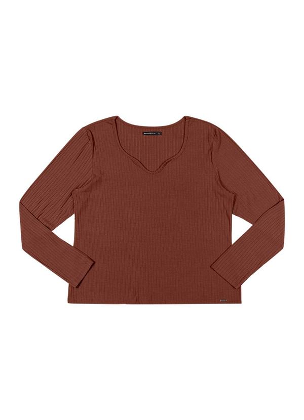 Rezzato - Blusa Decote Diferenciado Plus Size Marrom 3