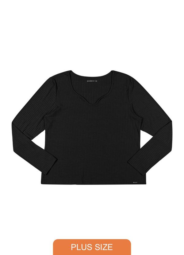 Rezzato - Blusa Decote Diferenciado Plus Size Preto