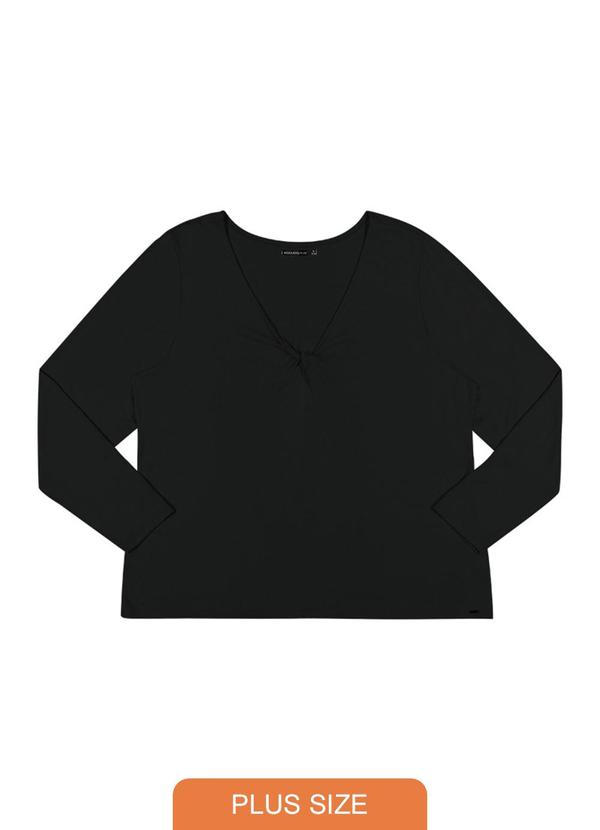 Rezzato - Blusa Decote Torcido Plus Size Feminino Preto 1