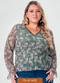 Lisamour - Blusa Decote V Estampada de Manga Longa Verde - variação: Verde