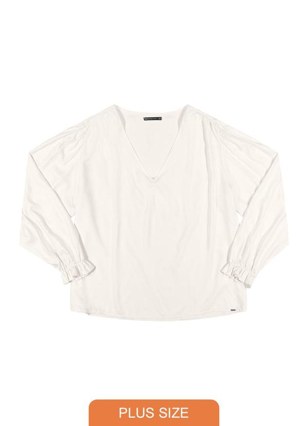 Rezzato - Blusa Decote V Plus Size Feminino Bege