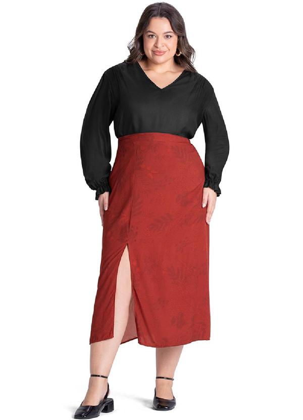 Rezzato - Blusa Decote V Plus Size Feminino Preto 2