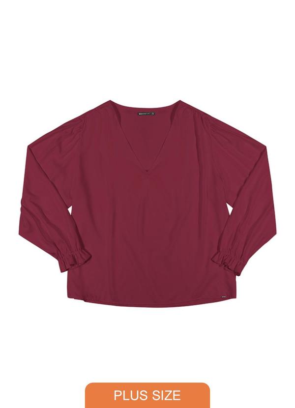 Rezzato - Blusa Decote V Plus Size Feminino Vermelho