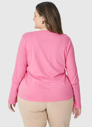 Malwee - Blusa em Malha Feminina Plus Rosa - MALWEE