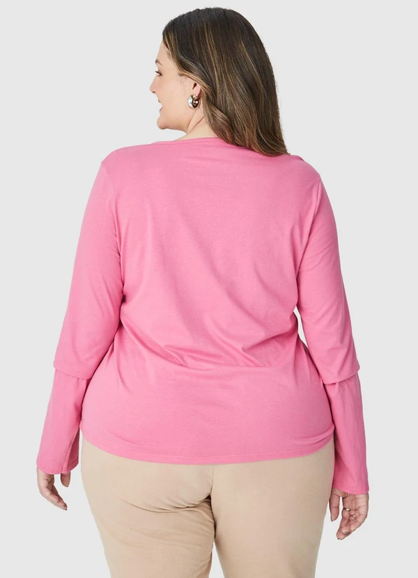 Malwee - Blusa em Malha Feminina Plus Rosa 3