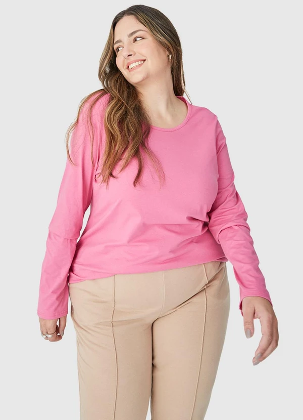 Malwee - Blusa em Malha Feminina Plus Rosa 5