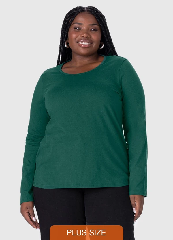 Malwee - Blusa em Malha Feminina Plus Verde