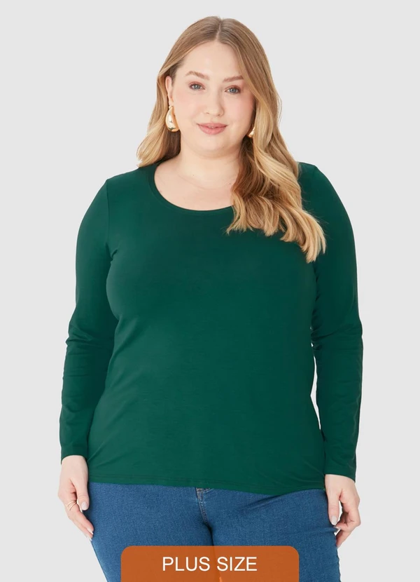 Malwee - Blusa em Viscose Stretch Plus Verde