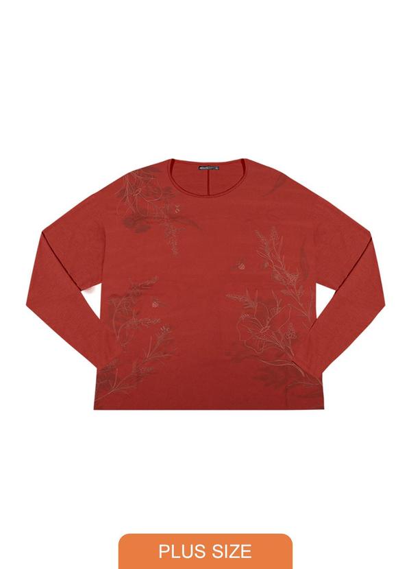 Rezzato - Blusa Estampada Floral Plus Size Vermelho