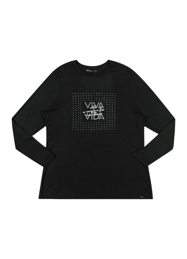 Rezzato - Blusa Estampada Frontal Plus Size Feminino Preto 3