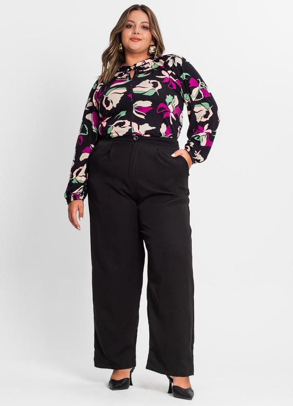 Secret Glam - Blusa Estampada Manga Longa Plus Size Preto 3