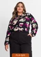 Secret Glam - Blusa Estampada Manga Longa Plus Size Bege - variação: Preto