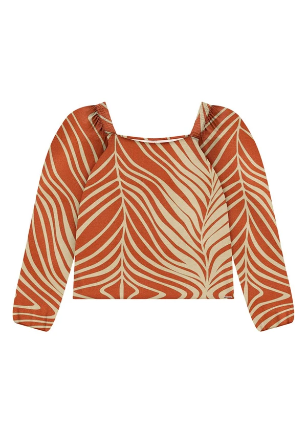 Lunender Mais Mulher - Blusa Estampada Plus Size com Decote Quadrado Vermelho