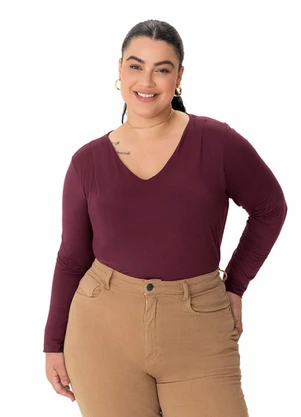 Malwee - Blusa Evasê em Malha Viscose Plus Bordô - MALWEE