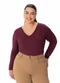 Malwee - Blusa Evasê em Malha Viscose Plus Bordô - variação: Bordô