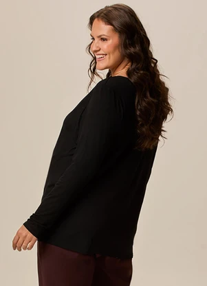 Malwee - Blusa Evasê em Malha Viscose Plus Preto - MALWEE