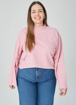 Malwee - Blusa Feminina Ampla em Linho Plus Rosa - MALWEE