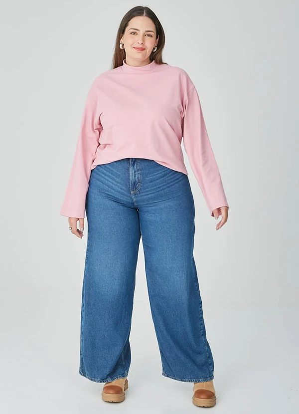 Malwee - Blusa Feminina Ampla em Linho Plus Rosa